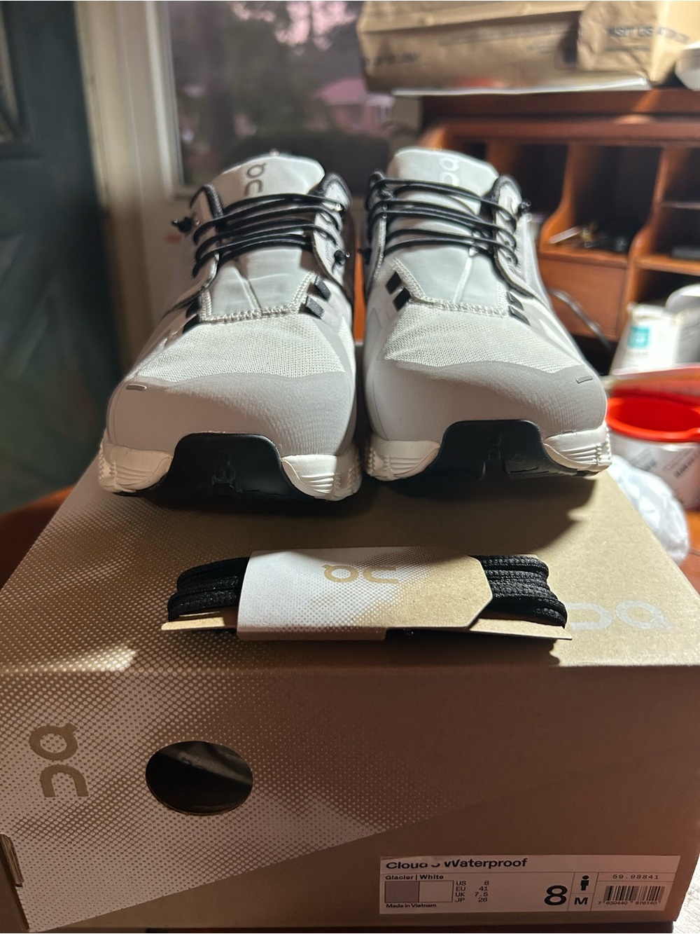 On Running Cloud Waterproof Men's Shoes in White and Black